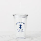 Nautic Navy Blue Anchor Family Wiedersehen Acryltrinkbecher (Vorderseite)