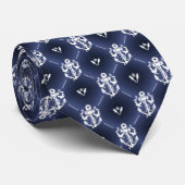 Nautic Navy Blue Anchor Fashion Chic Mens Krawatte (Gerollt)