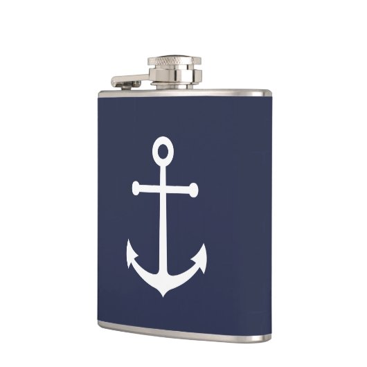 Nautic Navy Blue Anchor Flachmann (Links)