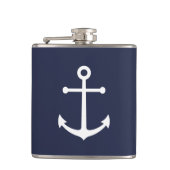 Nautic Navy Blue Anchor Flachmann (Vorderseite)