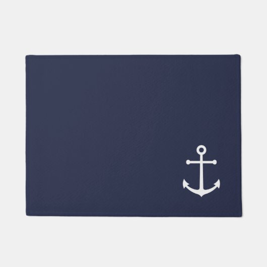 Nautic Navy Blue Anchor Fußmatte (Vorderseite)