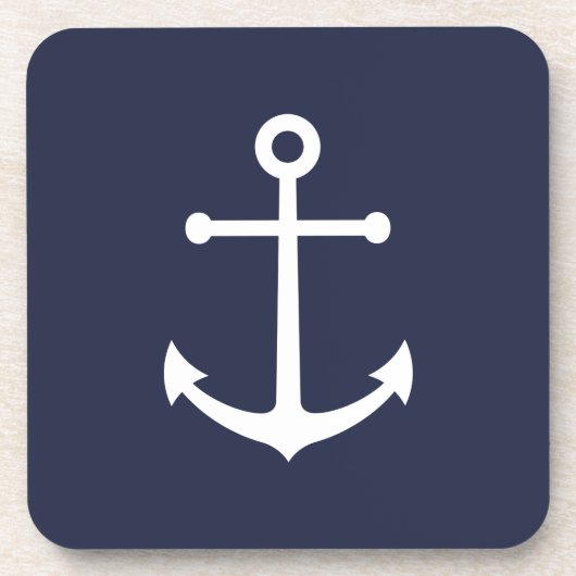 Nautic Navy Blue Anchor Getränkeuntersetzer (Vorderseite)