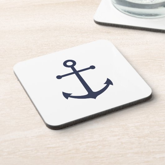 Nautic Navy Blue Anchor Getränkeuntersetzer (Linke Seite)