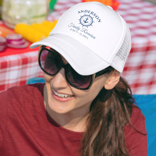 Nautic Navy Blue Anchor Helm Family Wiedersehen Truckerkappe