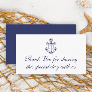 Nautic Navy Blue Anchor Hochzeit Vielen Dank Platzkarte