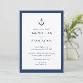 Nautic Navy Blue Anchor Hochzeitseinladung Einladung (Stehend Vorderseite)
