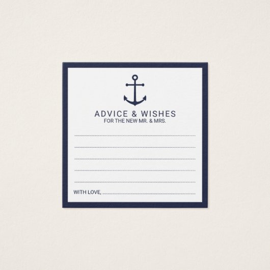 Nautic Navy Blue Anchor Hochzeitsratgeber und Wüns (Vorderseite)