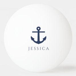 Nautic Navy Blue Anchor Individuelle Name Tischtennisball