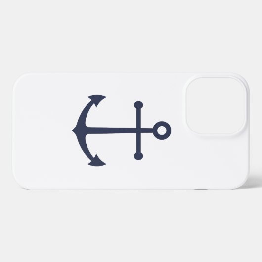 Nautic Navy Blue Anchor iPhone Hülle (Rückseite (Horizontal))