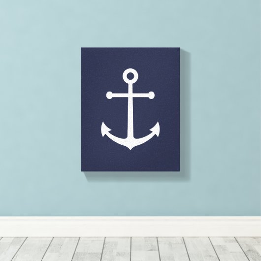 Nautic Navy Blue Anchor Leinwanddruck (Insitu (Holzboden))