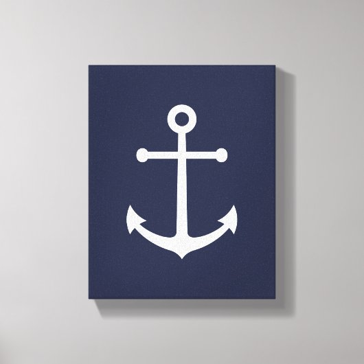 Nautic Navy Blue Anchor Leinwanddruck (Vorderseite)
