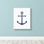 Nautic Navy Blue Anchor Leinwanddruck (Insitu (Holzboden))