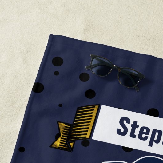 Nautic Navy Blue Anchor mit Ihrem Namen oder Zitat Strandtuch (Beispiel)