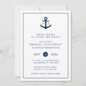 Nautic Navy Blue Anchor Monogram Bridal Luncheon Einladung (Vorderseite)