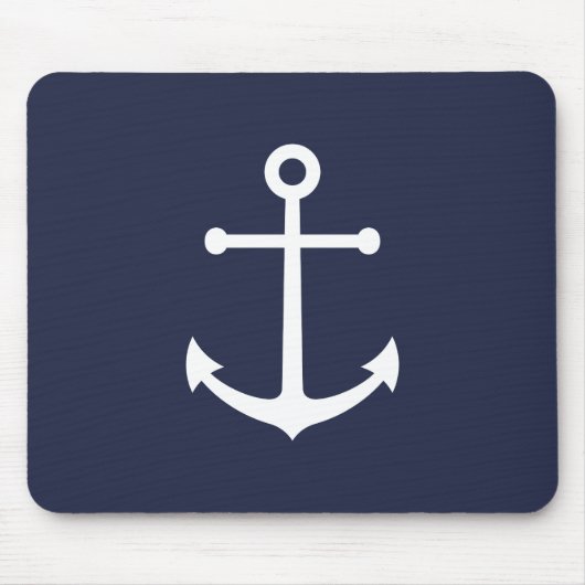 Nautic Navy Blue Anchor Mousepad (Vorne)