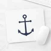 Nautic Navy Blue Anchor Mousepad