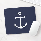 Nautic Navy Blue Anchor Mousepad