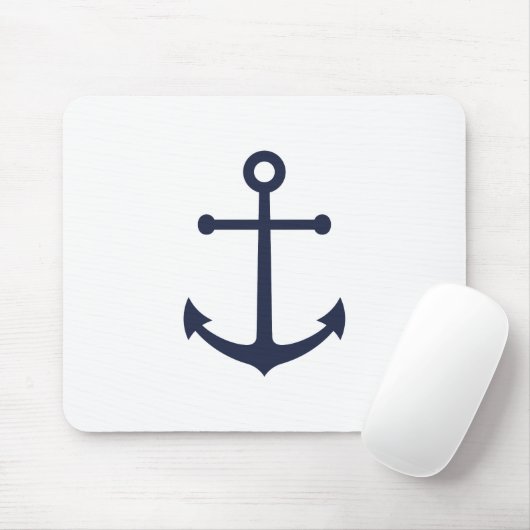 Nautic Navy Blue Anchor Mousepad (Mit Mouse)