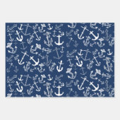 Nautic Navy Blue Anchor Muster Geschenkpapier Set (Vorderseite 2)