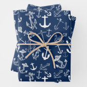 Nautic Navy Blue Anchor Muster Geschenkpapier Set (Beispiel)