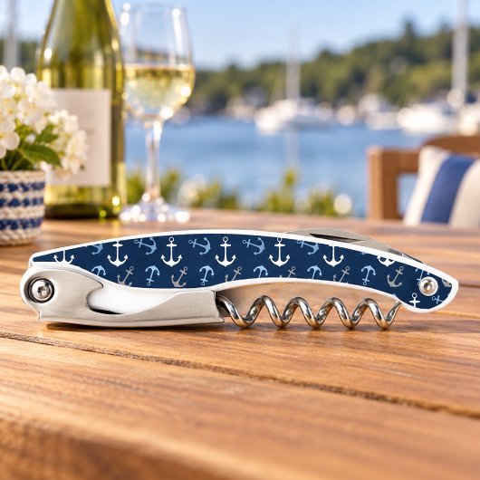 Nautic Navy Blue Anchor Muster Kellnermesser