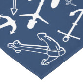 Nautic Navy Blue Anchor Muster Kurzer Tischläufer (Ecke)