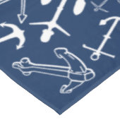 Nautic Navy Blue Anchor Muster Tischdecke (Schrägansicht)