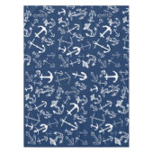 Nautic Navy Blue Anchor Muster Tischdecke (Vorderseite)