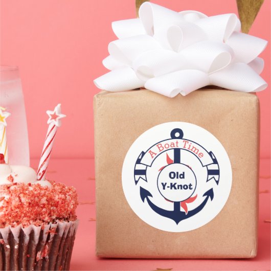 Nautic Navy Blue Anchor New Boat Gratulation Runder Aufkleber (Party)