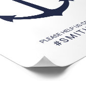 Nautic Navy Blue Anchor Oh Snap Wedding Sign Poster (Ecke)