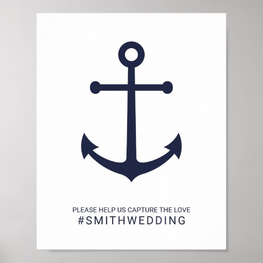 Nautic Navy Blue Anchor Oh Snap Wedding Sign Poster (Vorne)
