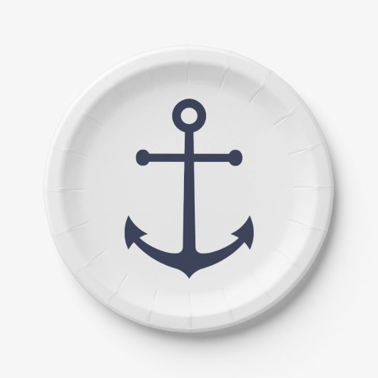Nautic Navy Blue Anchor Pappteller (Vorderseite)