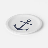 Nautic Navy Blue Anchor Pappteller (Schrägansicht)