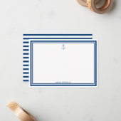 Nautic Navy Blue Anchor Personalisiert Mitteilungskarte (Vorderseite/Rückseite Beispiel)
