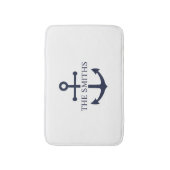 Nautic Navy Blue Anchor Personalisierter Familienn Badematte (Vorderseite Vertikal)