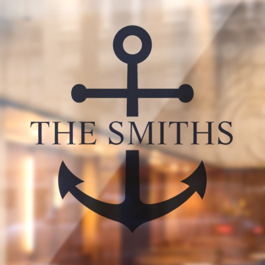 Nautic Navy Blue Anchor Personalisierter Familienn Fensteraufkleber (Blatt 2)