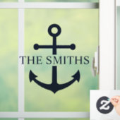 Nautic Navy Blue Anchor Personalisierter Familienn Fensteraufkleber (Zuhause)
