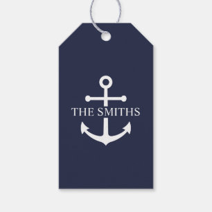 Nautic Navy Blue Anchor Personalisierter Familienn Geschenkanhänger