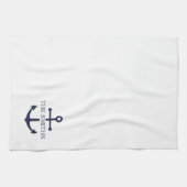 Nautic Navy Blue Anchor Personalisierter Familienn Geschirrtuch (Horizontal)