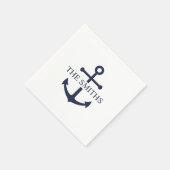 Nautic Navy Blue Anchor Personalisierter Familienn Serviette (Ecke)