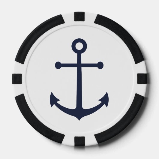 Nautic Navy Blue Anchor Pokerchips (Vorderseite)