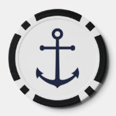 Nautic Navy Blue Anchor Pokerchips (Rückseite)