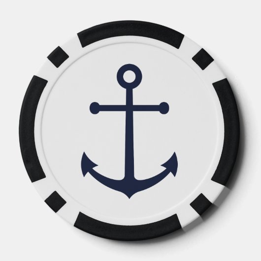 Nautic Navy Blue Anchor Pokerchips (Rückseite)