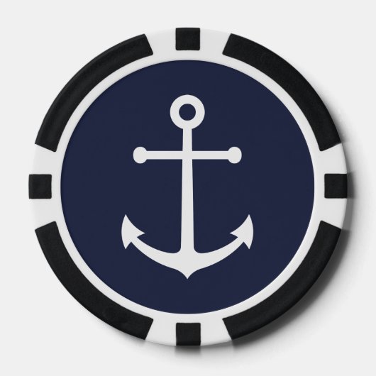 Nautic Navy Blue Anchor Pokerchips (Vorderseite)