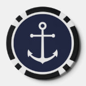 Nautic Navy Blue Anchor Pokerchips (Rückseite)