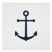 Nautic Navy Blue Anchor Poster (Vorderseite)
