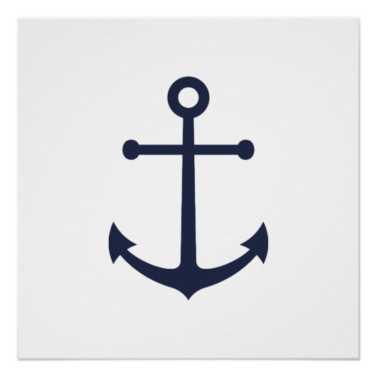 Nautic Navy Blue Anchor Poster (Vorderseite)
