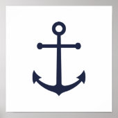 Nautic Navy Blue Anchor Poster (Vorne)