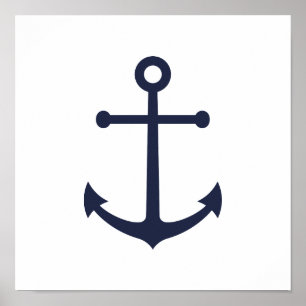Nautic Navy Blue Anchor Poster
