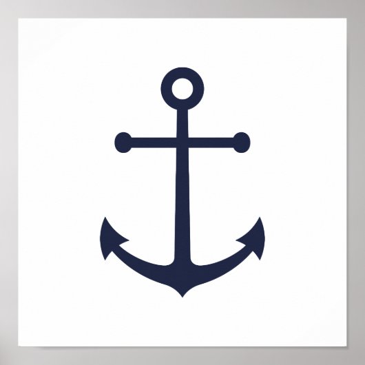Nautic Navy Blue Anchor Poster (Vorne)